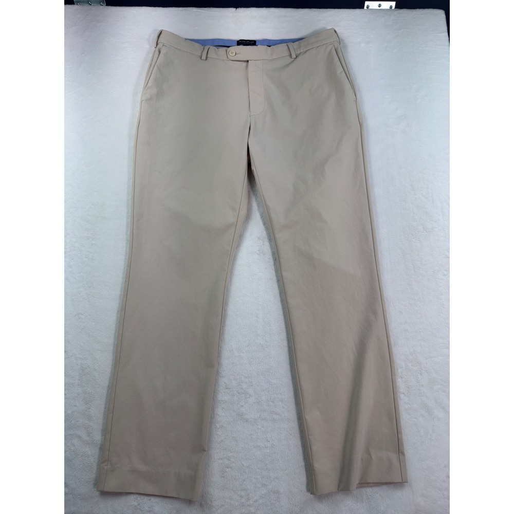 Peter Millar Crown Crafted Mens 35x30 Stone Beige Polyester Flat Front Pants